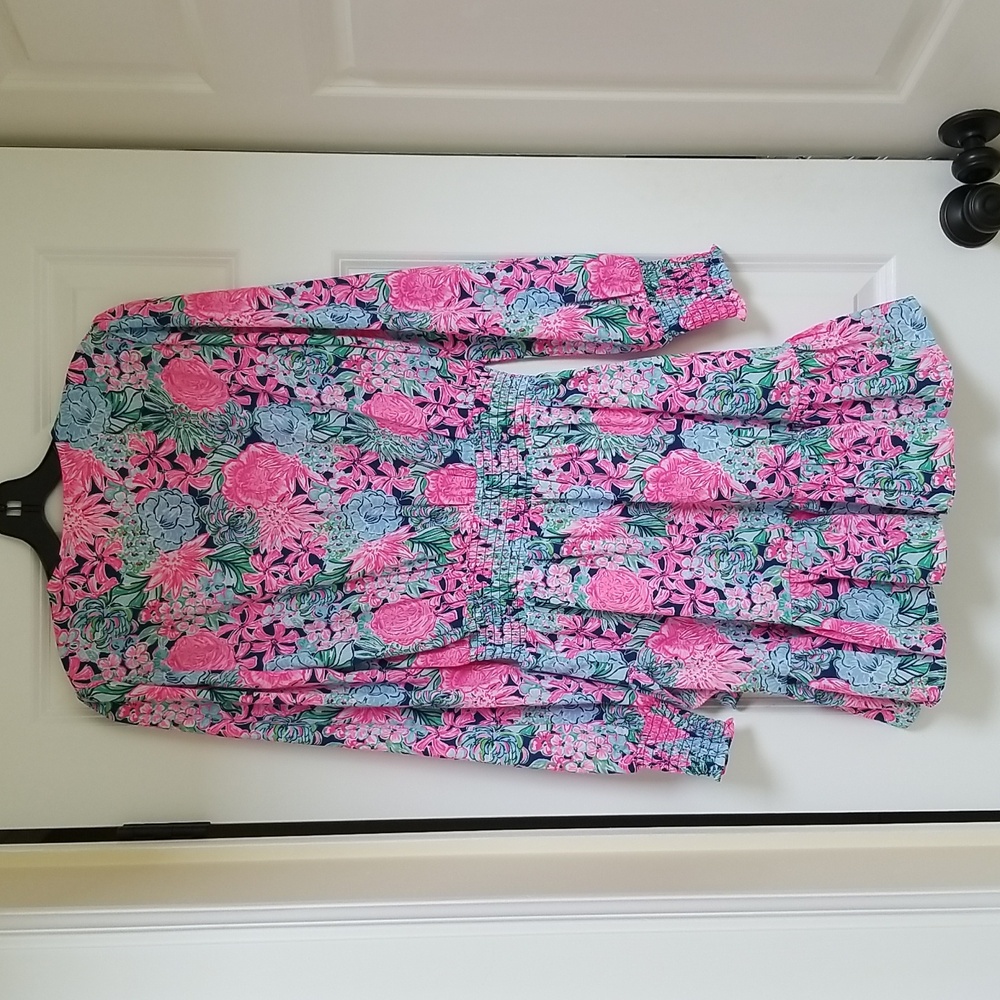 Lilly Pulitzer Cristiana Dress Oyster Bay Navy Always Be Blooming - Picture 10 of 16